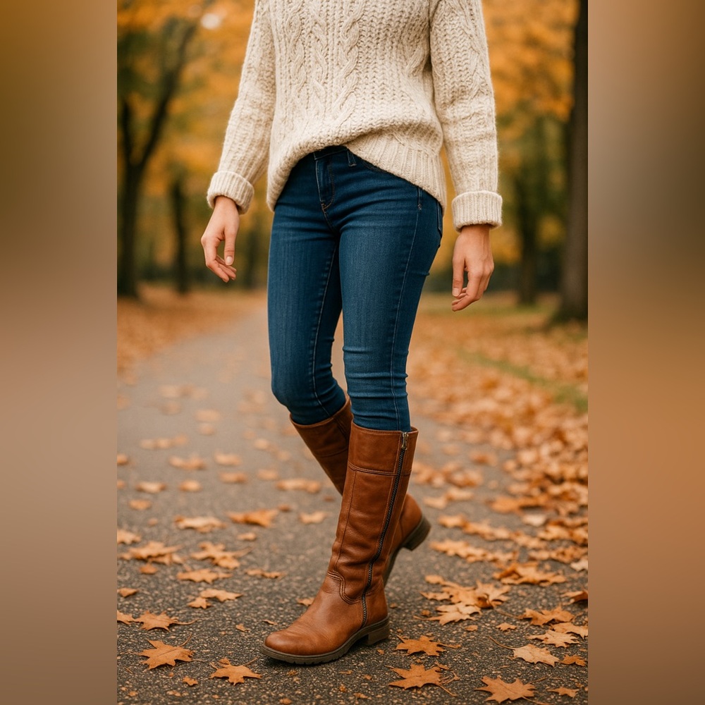 Melia Cognac Brown Leather Tall Riding Boots